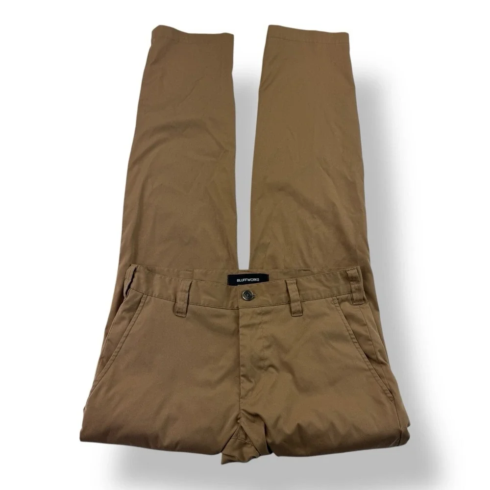 Bluffworks Men's Size 29x32 Khaki Tailored Fit Polyester Chino Pants‎